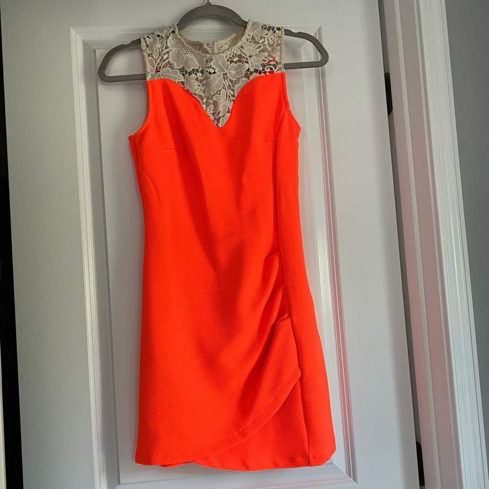 Bright orange mini dress